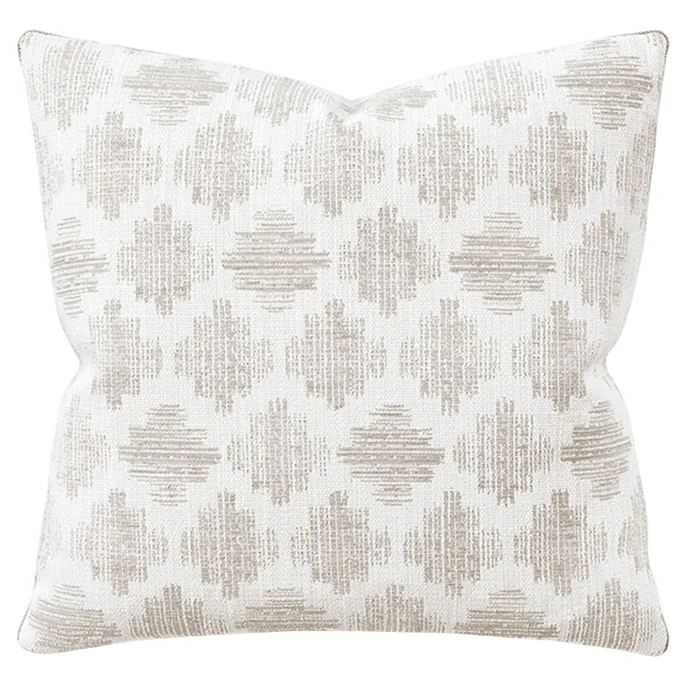 Basile Geometric Woven Throw Pillow - Beige, Polyester