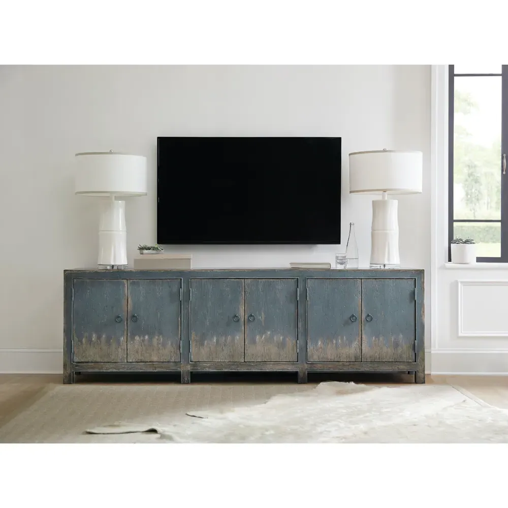 Baylee Distressed Maple Wood Media Cabinet - Blue