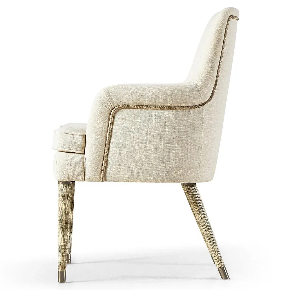 Baylie Dining Arm Chair - Cream, Performance Linen