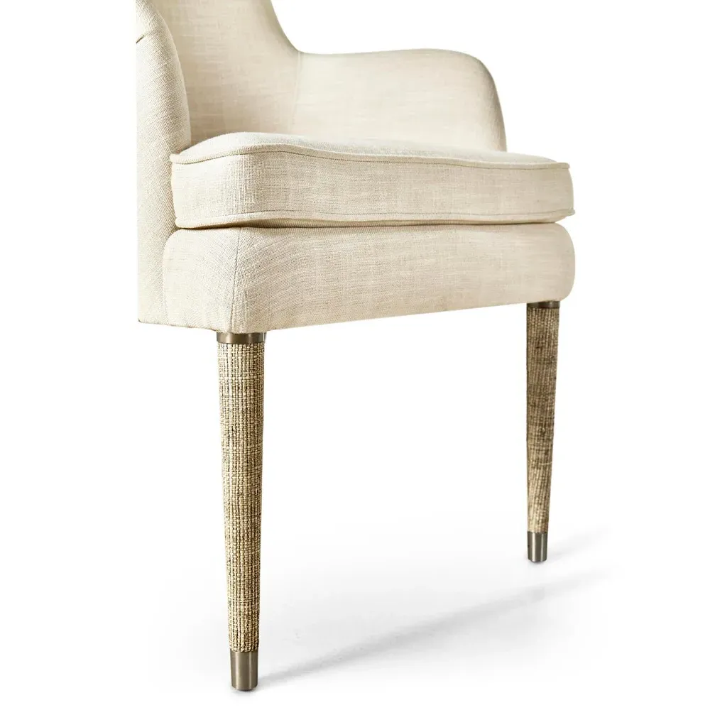 Baylie Dining Arm Chair - Cream, Performance Linen