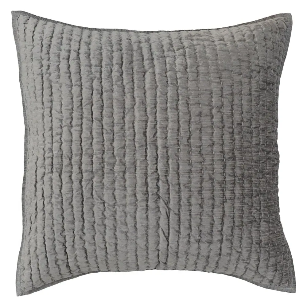 Beata Euro Pillow Sham - Grey, Velvet