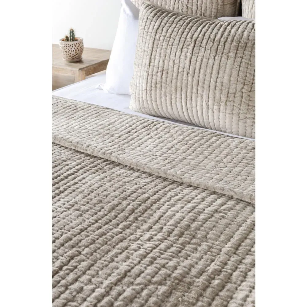 Beata Standard Pillow Sham - Beige, Velvet