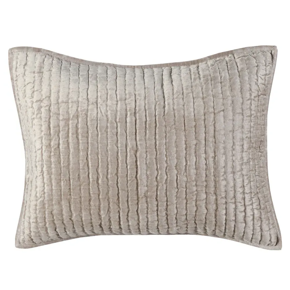 Beata Standard Pillow Sham - Beige, Velvet image