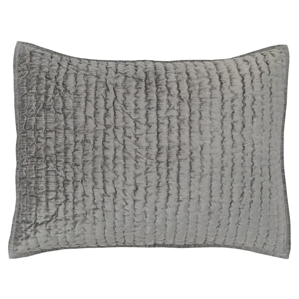 Beata Standard Pillow Sham - Grey, Velvet