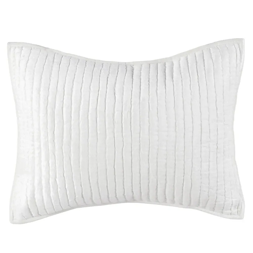 Beata Standard Pillow Sham - White, Velvet