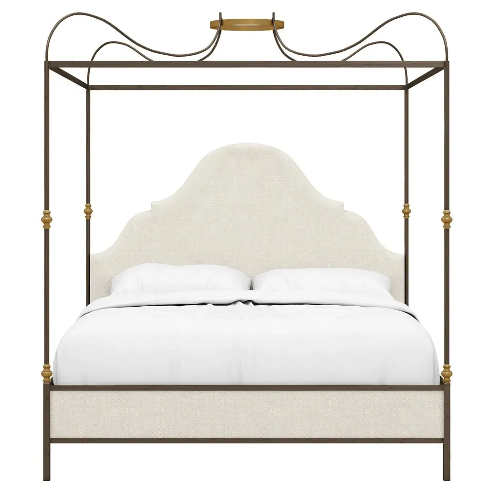 Beatrice Cal King Size Canopy Bed - Beige, Iron