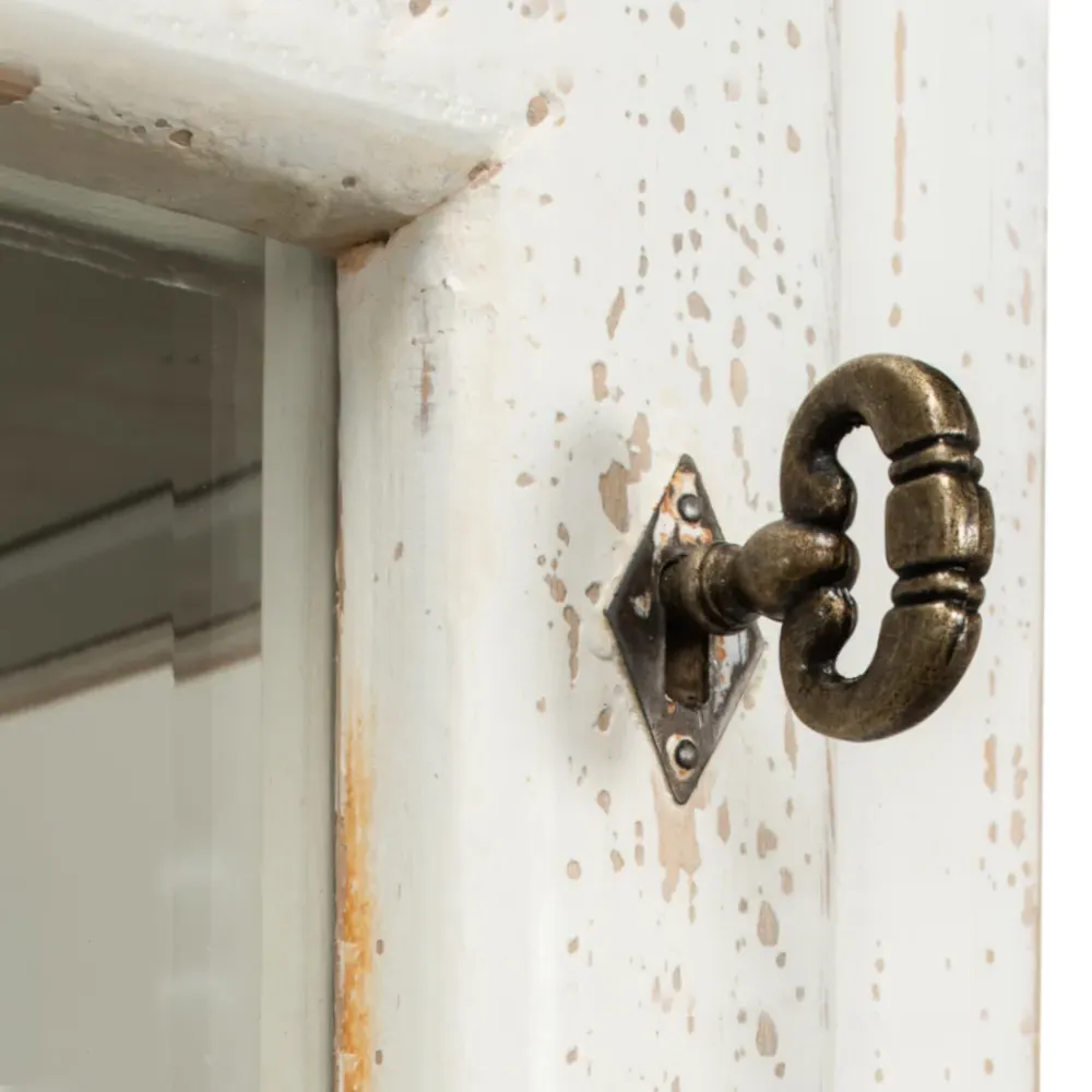 Beatrice Narrow Display Case with Lock - White, Pine Wood