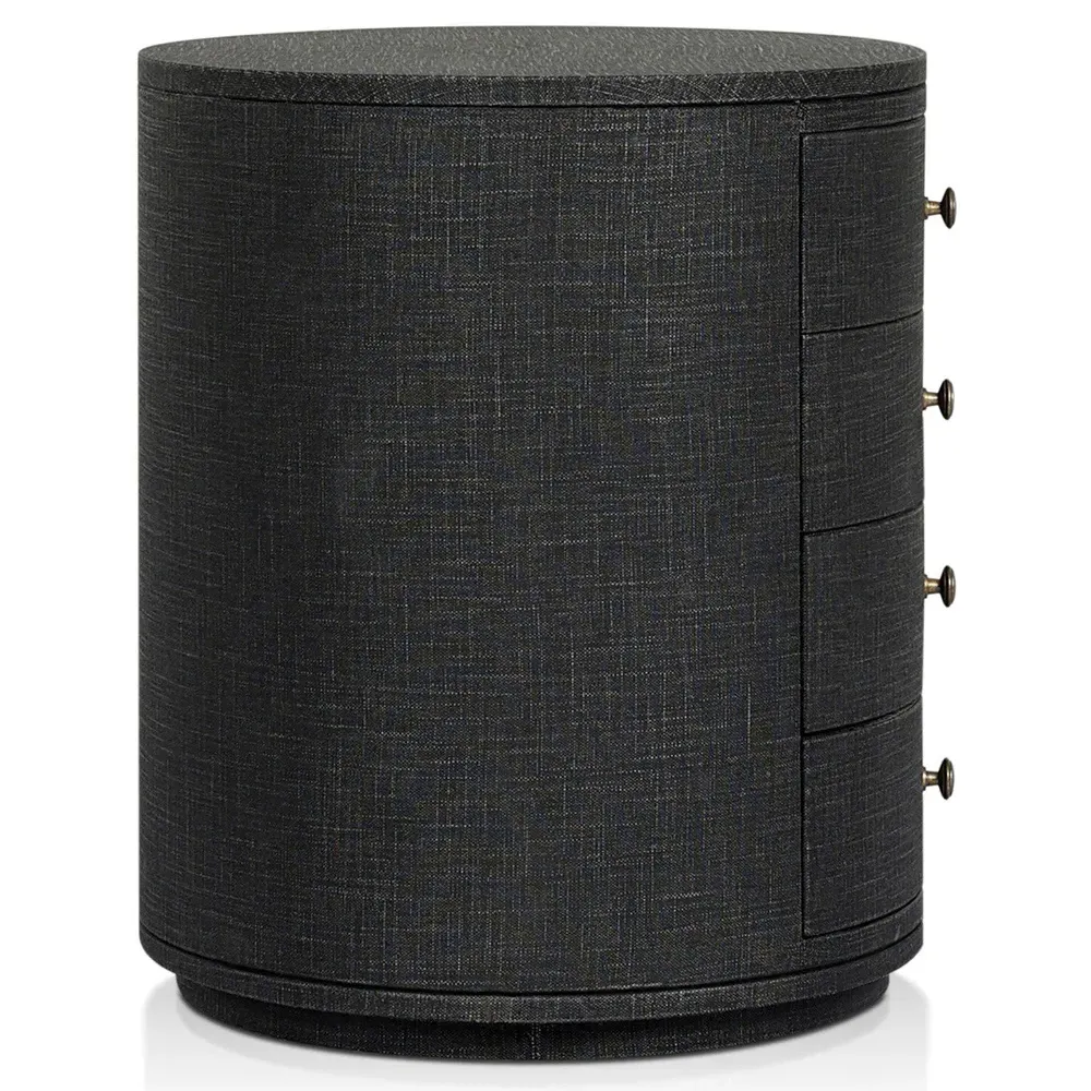 Beatrice Oval Nightstand - Black, Linen