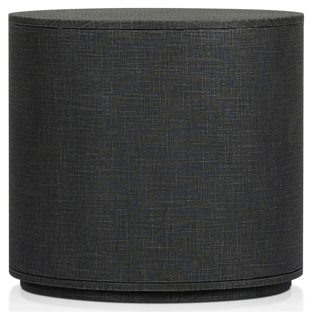 Beatrice Oval Nightstand - Black, Linen
