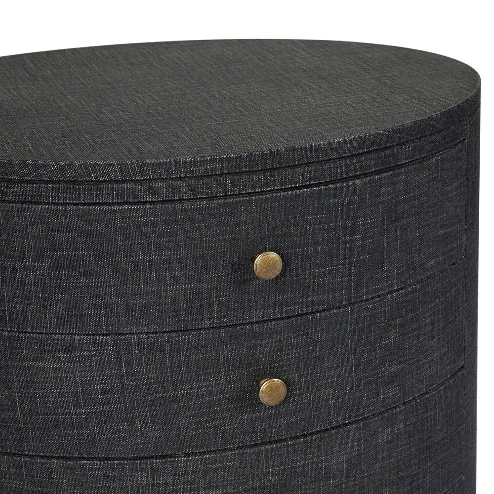 Beatrice Oval Nightstand - Black, Linen