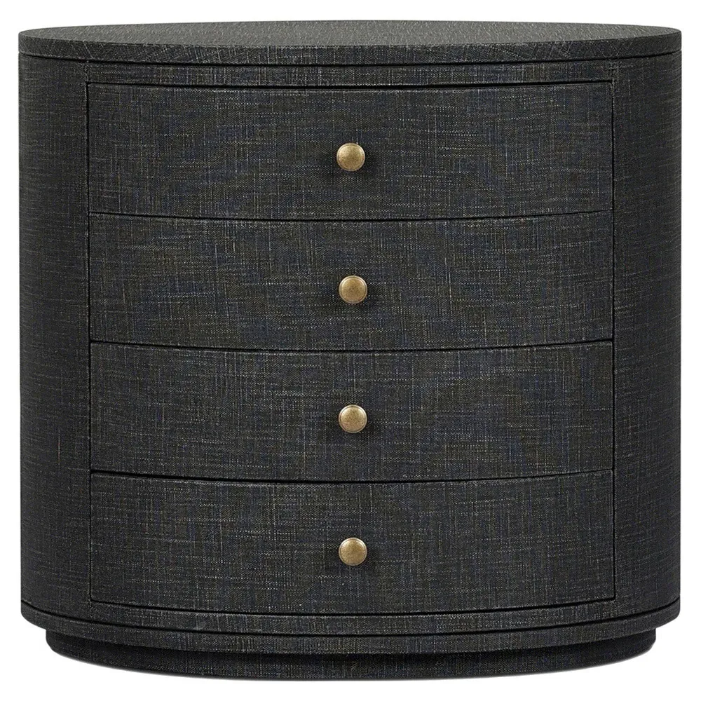 Beatrice Oval Nightstand - Black, Linen image