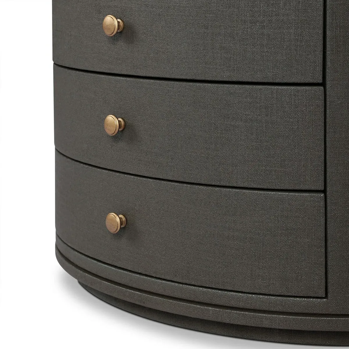 Beatrice Oval Nightstand - Dark Green, Linen