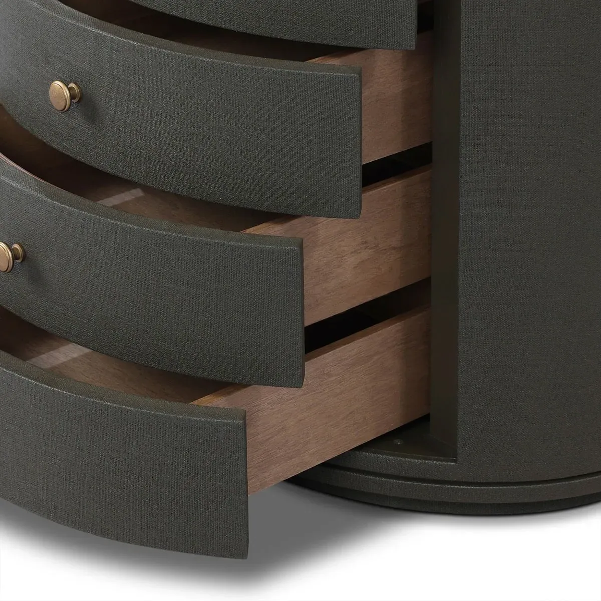 Beatrice Oval Nightstand - Dark Green, Linen