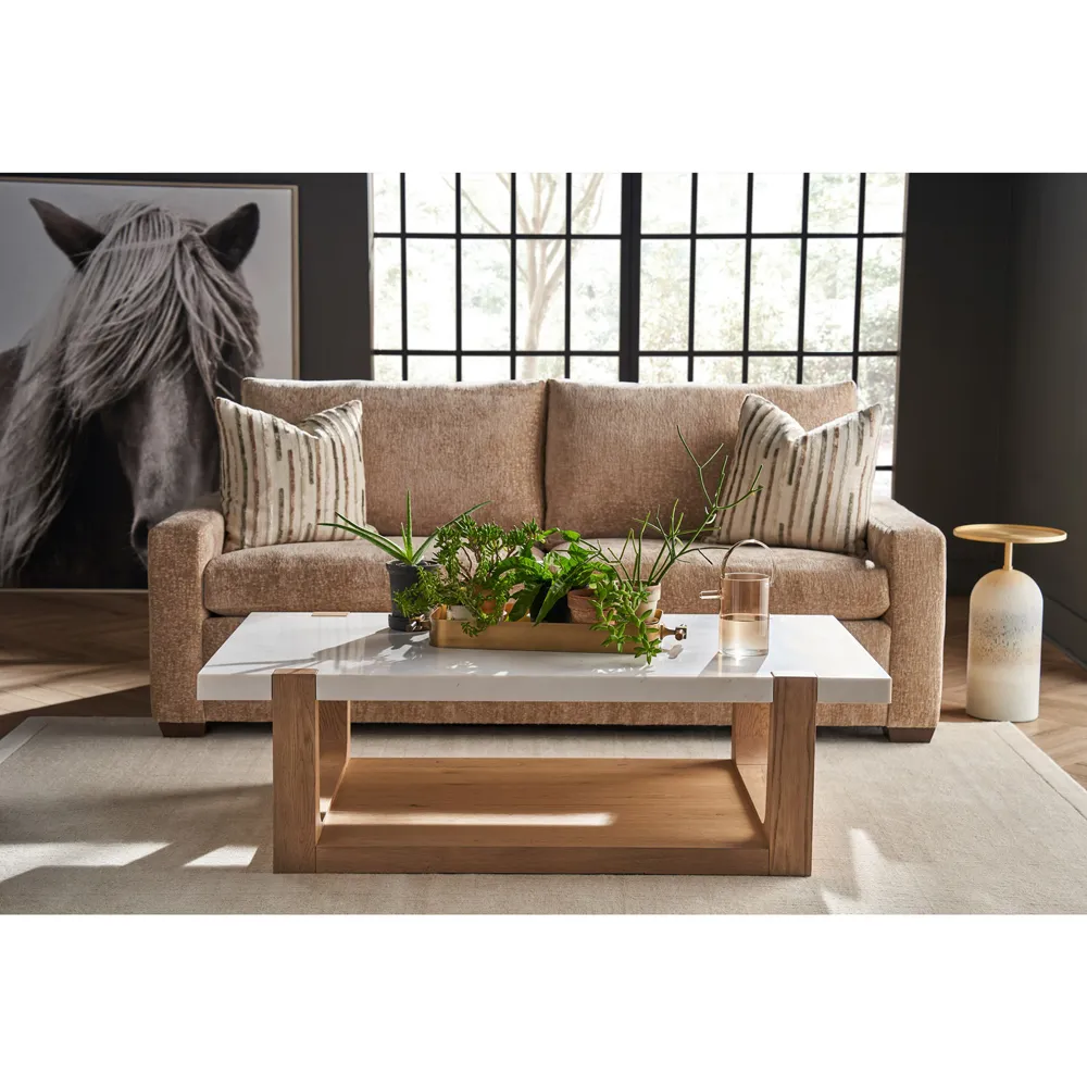 Beatrix Coffee Table with Storage - White, Quartz