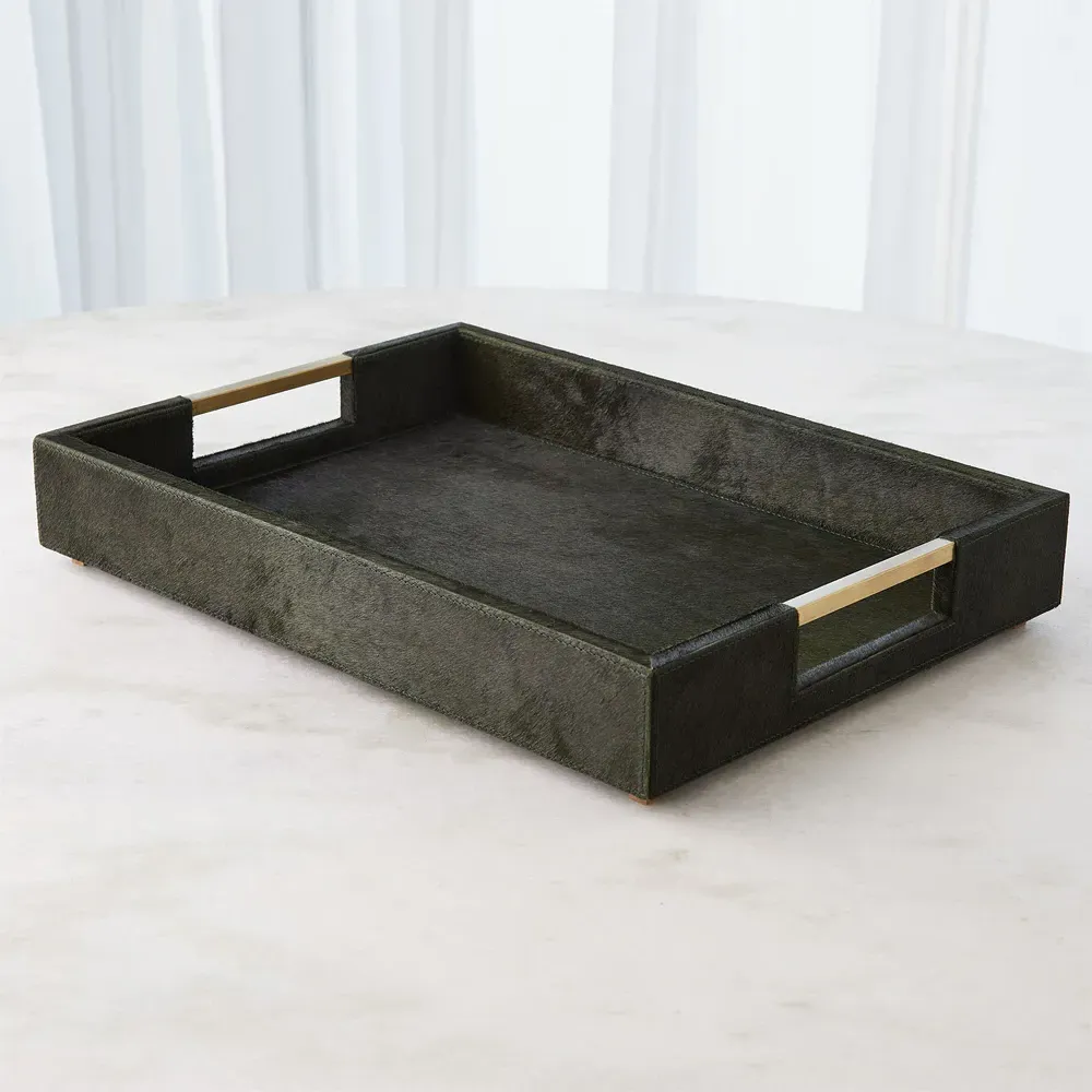 Beatrix Large Decorative Tray - Green, Leather