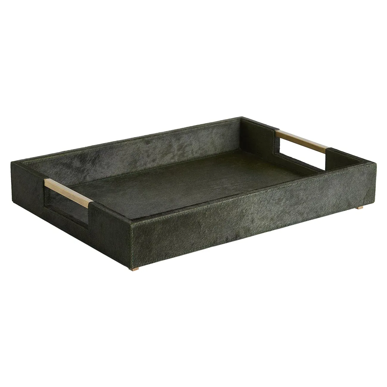 Beatrix Large Decorative Tray - Green, Leather
