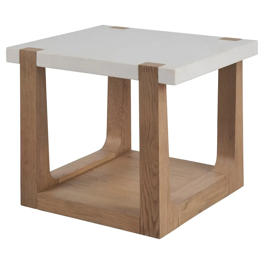 Beatrix Side Table with Storage - White, Quartz