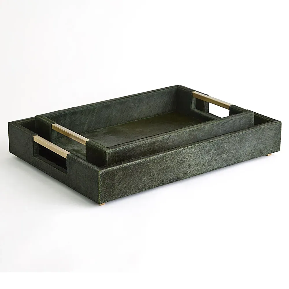 Beatrix Small Decorative Tray - Green, Leather