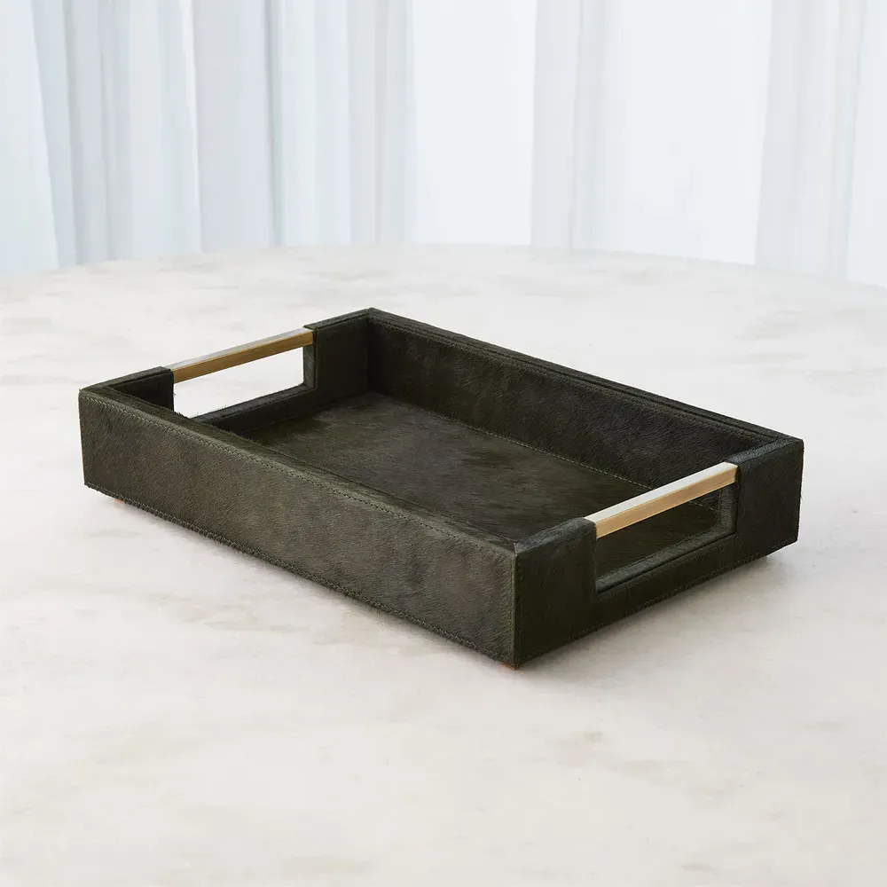 Beatrix Small Decorative Tray - Green, Leather