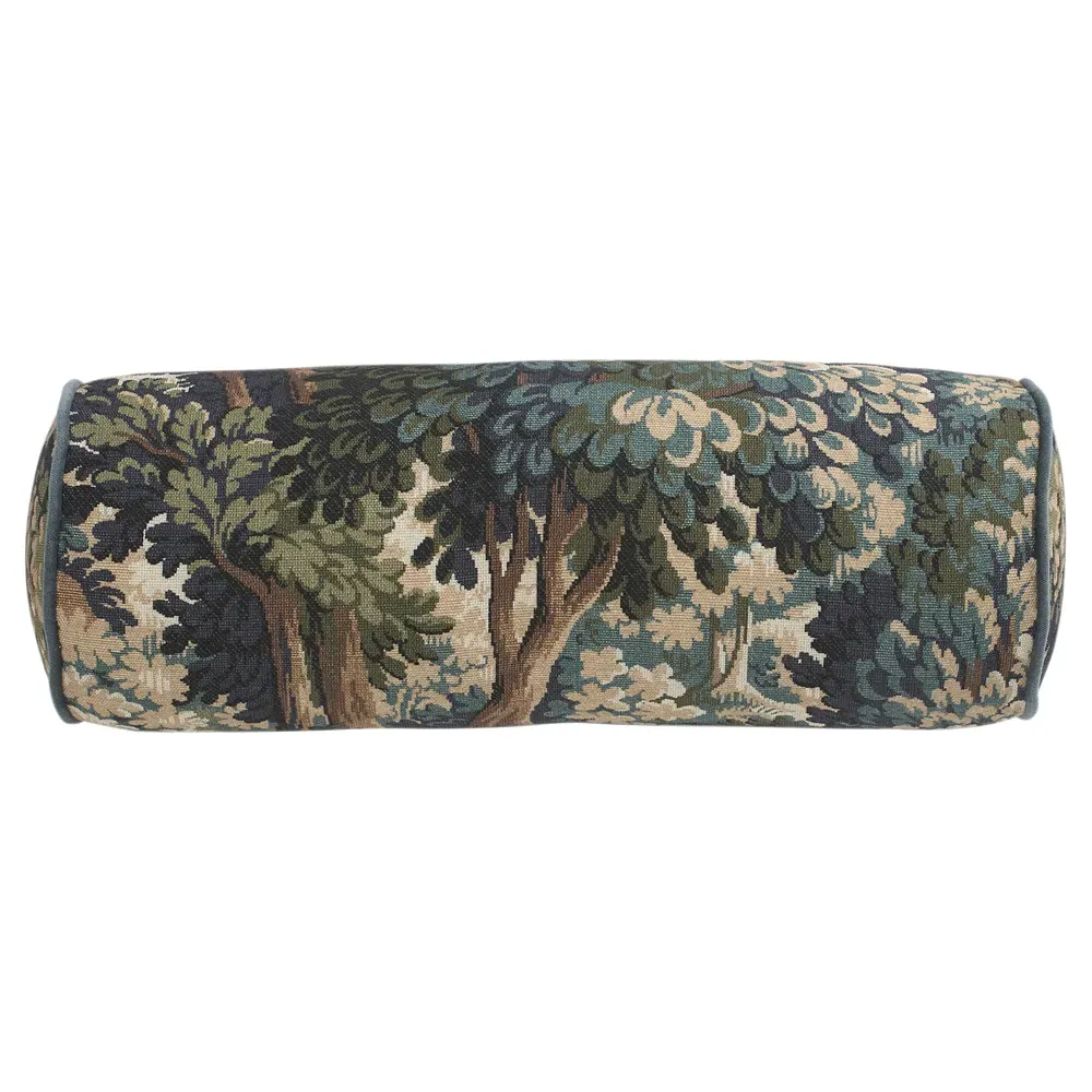 Beatrix Tapestry Forest Bolster Pillow - Green, Cotton