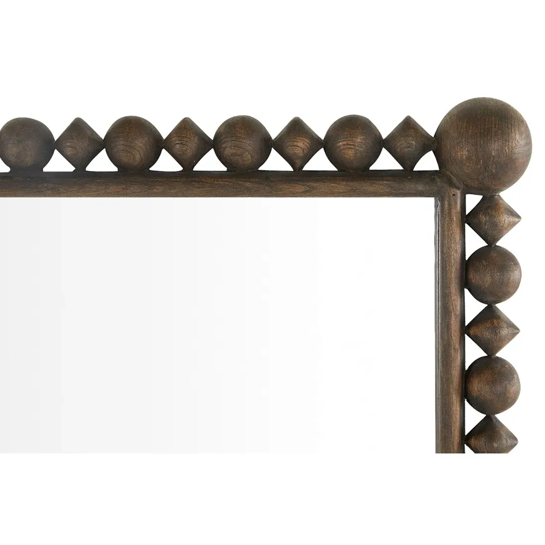 Beau Rectangular Wall Mirror - Antique Brown, Ash Wood