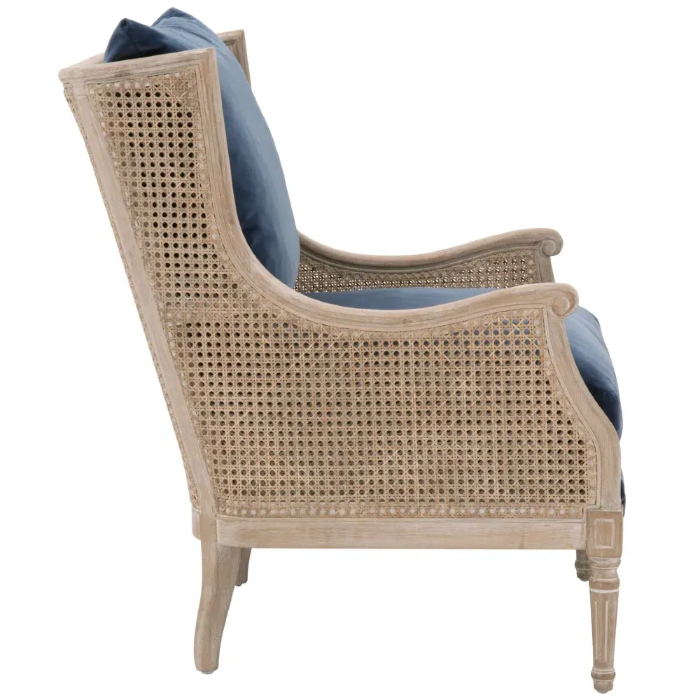 Beau Wing Chair - Blue, Velvet