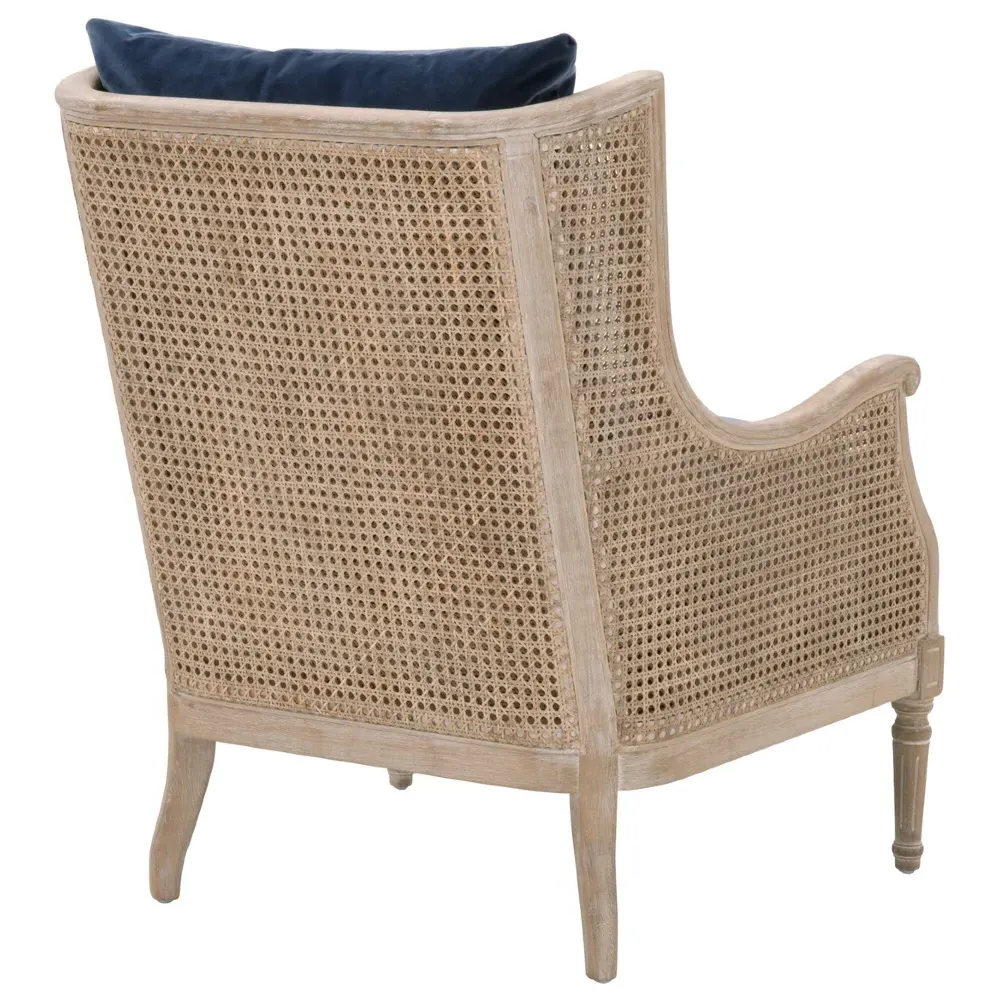 Beau Wing Chair - Blue, Velvet