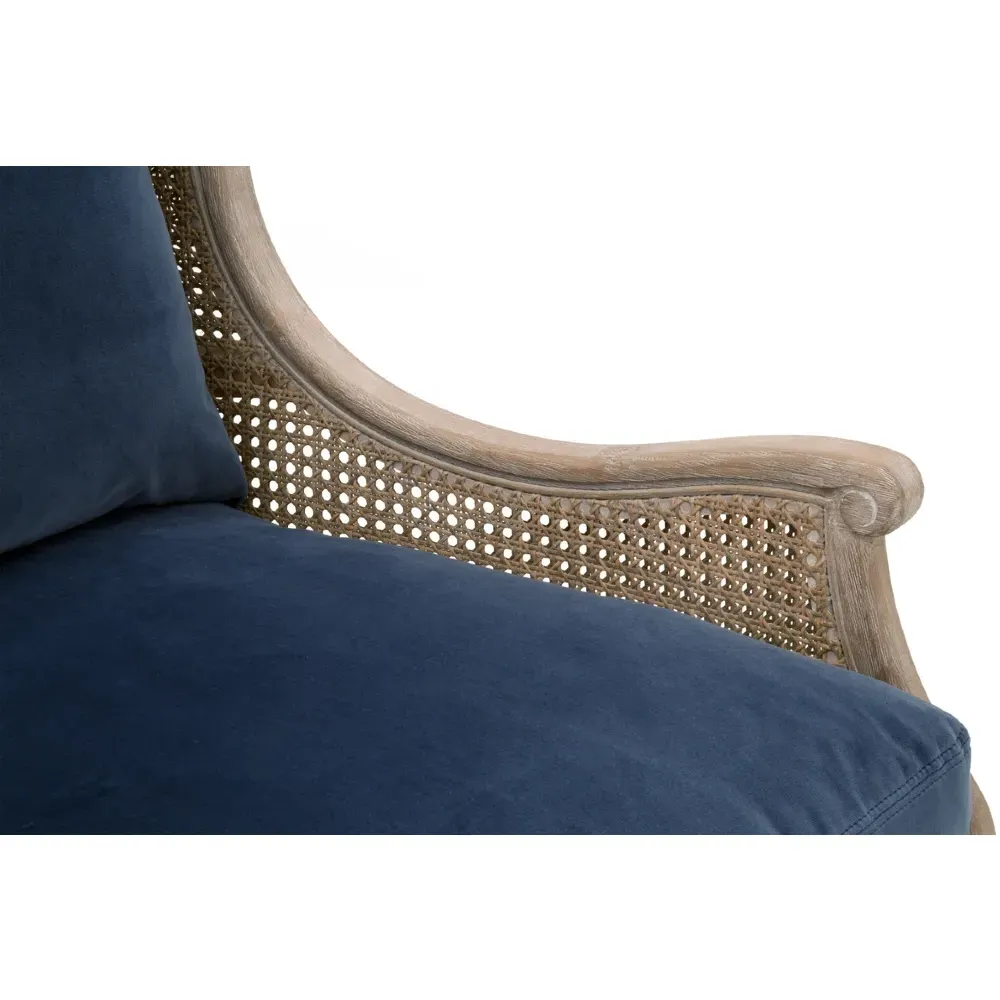 Beau Wing Chair - Blue, Velvet