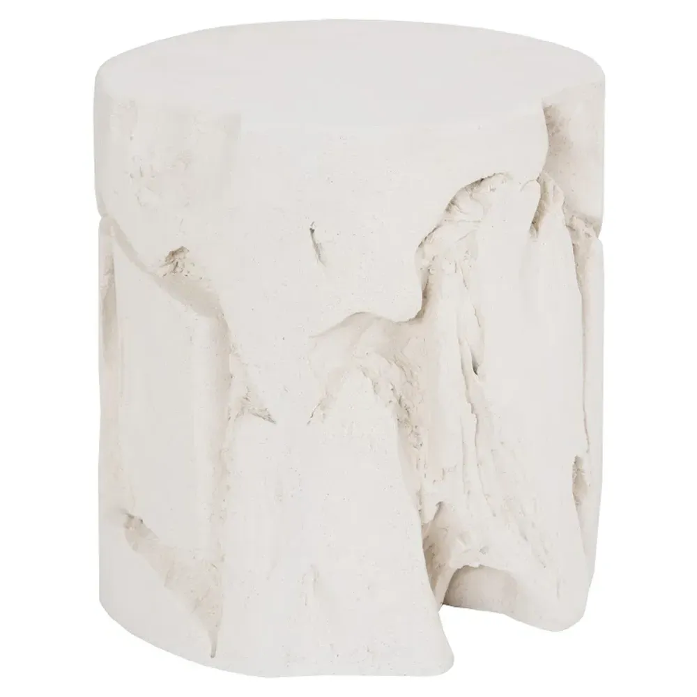 Beauden Round Outdoor Stool - Off-White, Resin