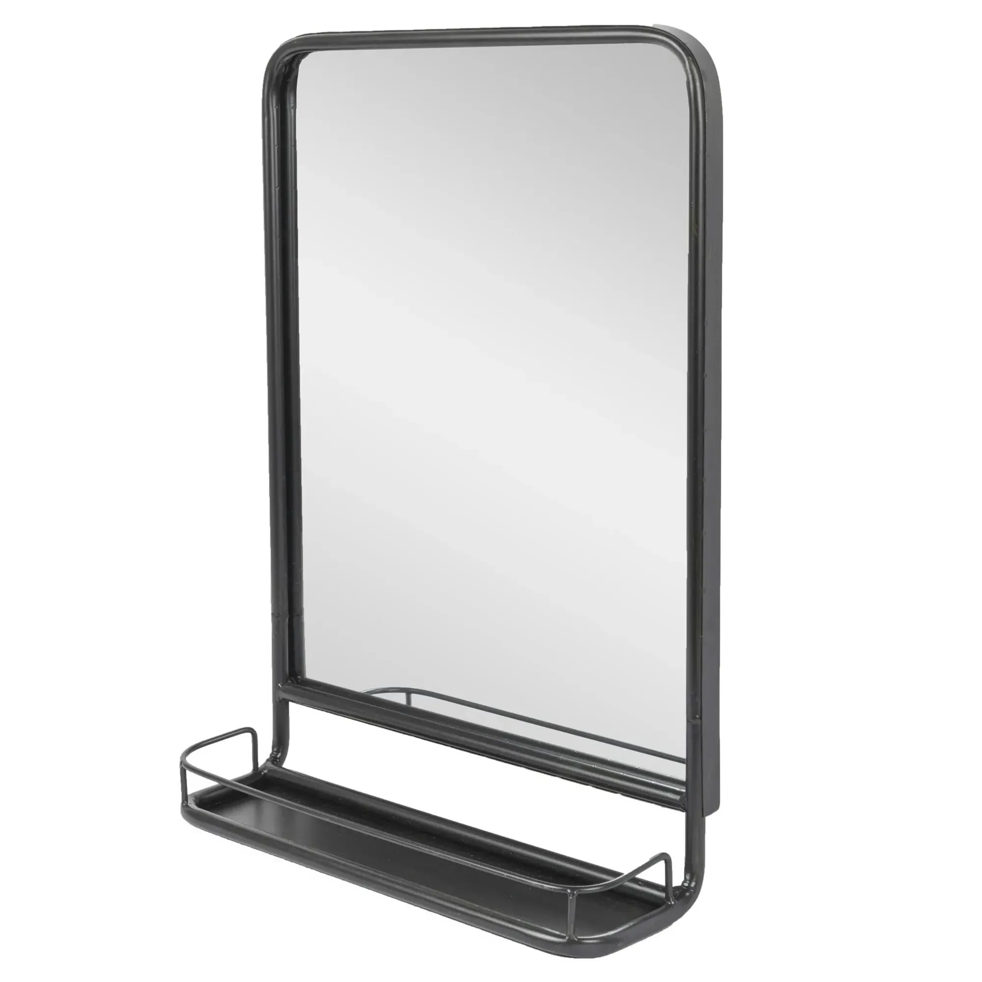 Beauden Wall Mirror with Shelf - Black, Iron