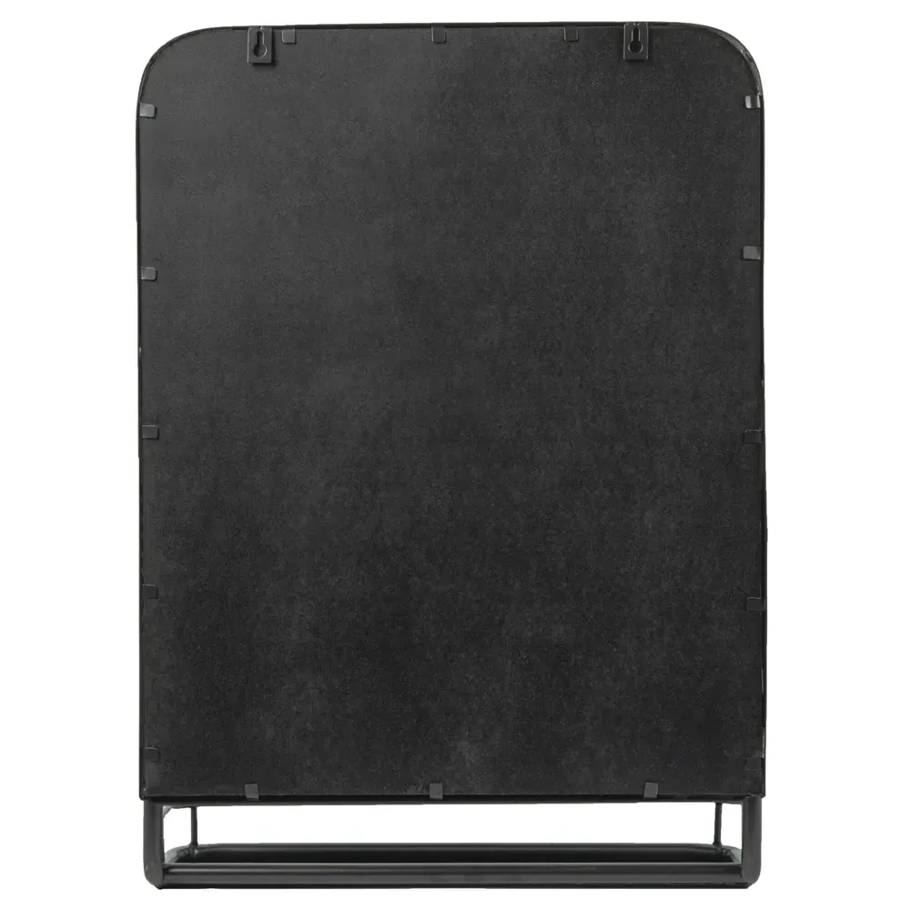 Beauden Wall Mirror with Shelf - Black, Iron