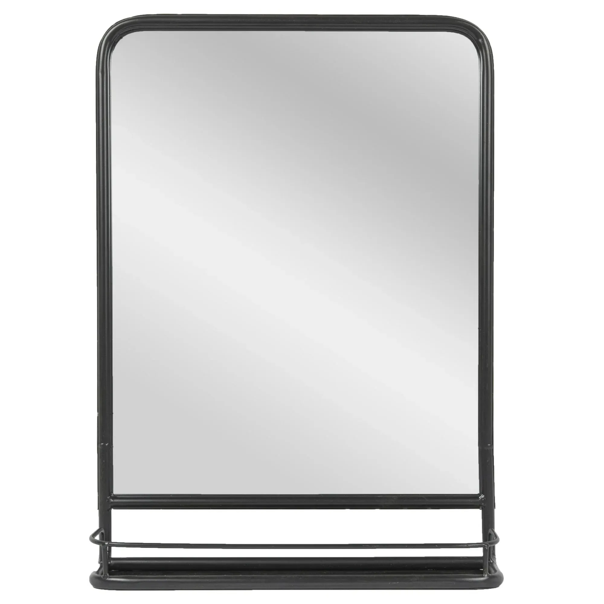 Beauden Wall Mirror with Shelf - Black, Iron image