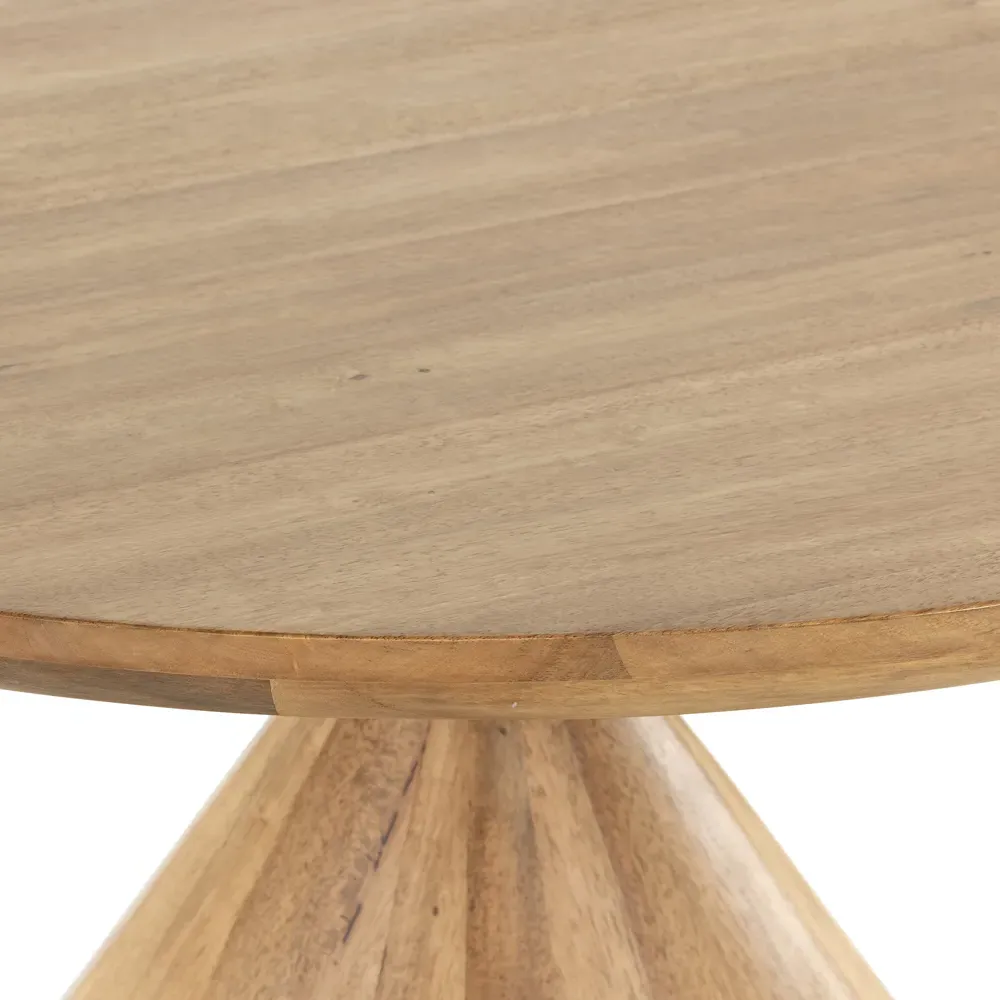 Beccy Round Dining Table with Marble Accent - Brown, Parawood