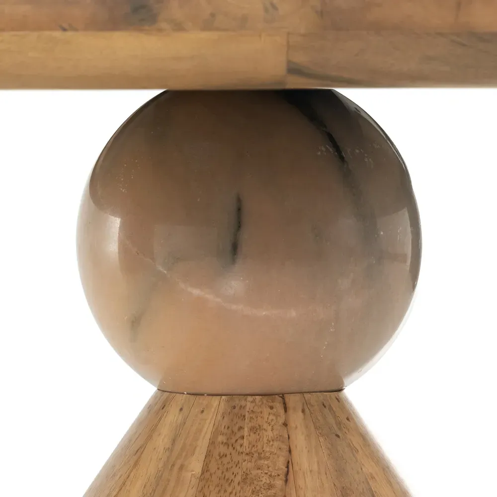 Beccy Round Dining Table with Marble Accent - Brown, Parawood