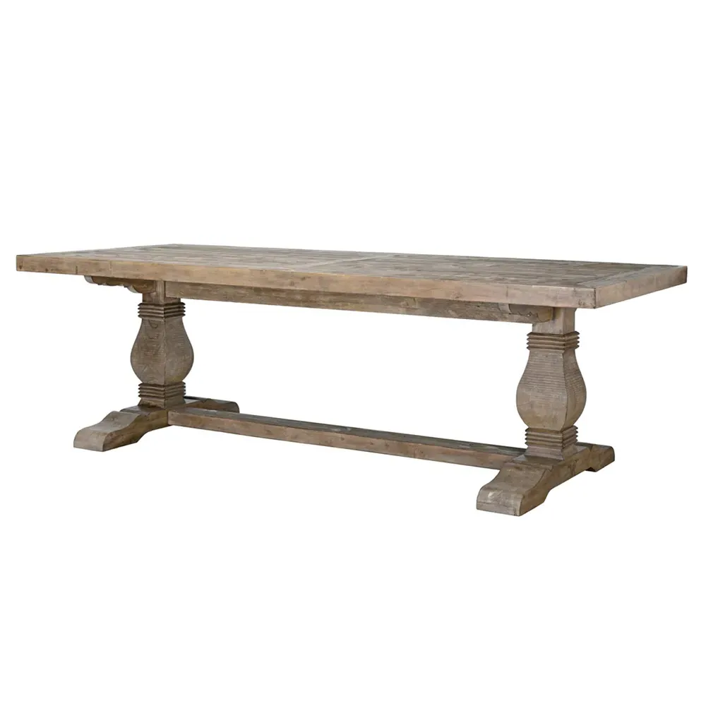 Becille Rectangular Dining Table - Brown, Pine Wood