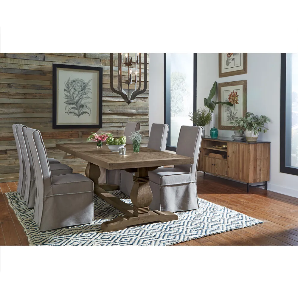 Becille Rectangular Dining Table - Brown, Pine Wood
