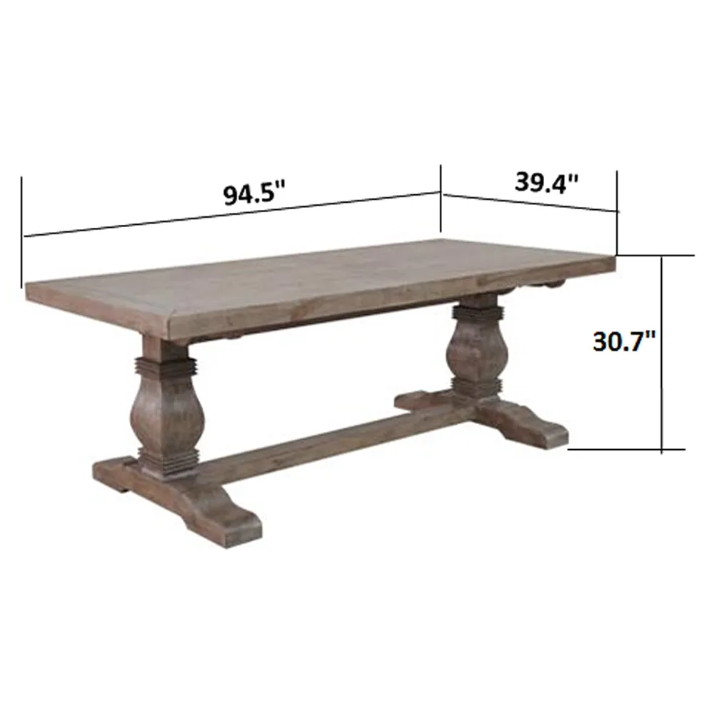 Becille Rectangular Dining Table - Brown, Pine Wood