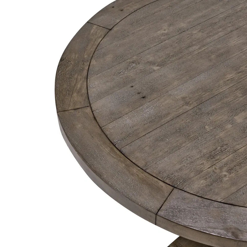 Becille Round Dining Table - Brown, Pine Wood