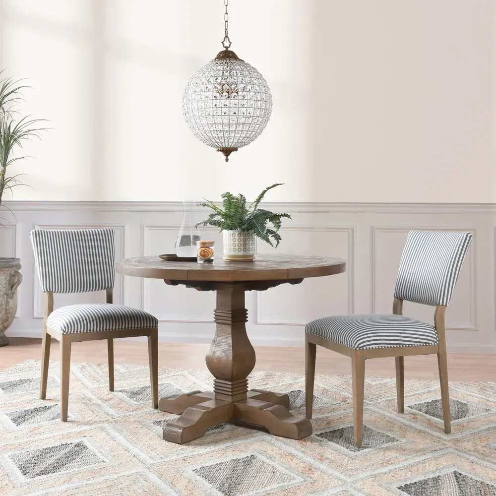 Becille Round Dining Table - Brown, Pine Wood