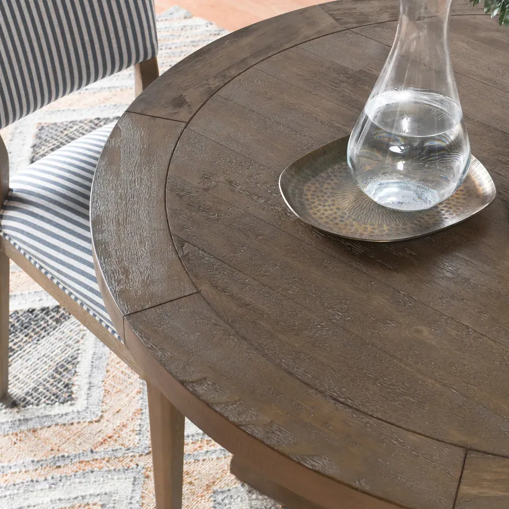 Becille Round Dining Table - Brown, Pine Wood