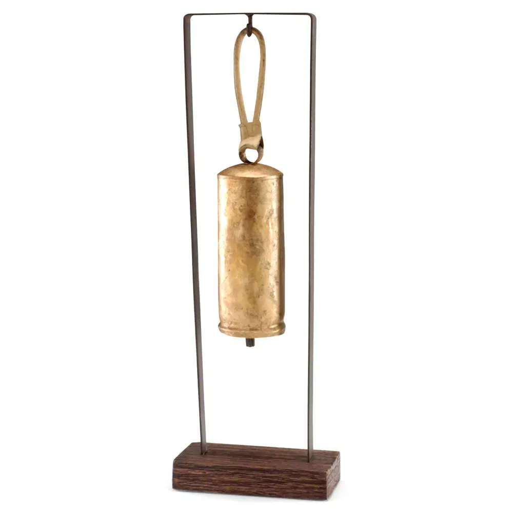 Beckett Cylinder Bell Sculpture - Gold, Brass image