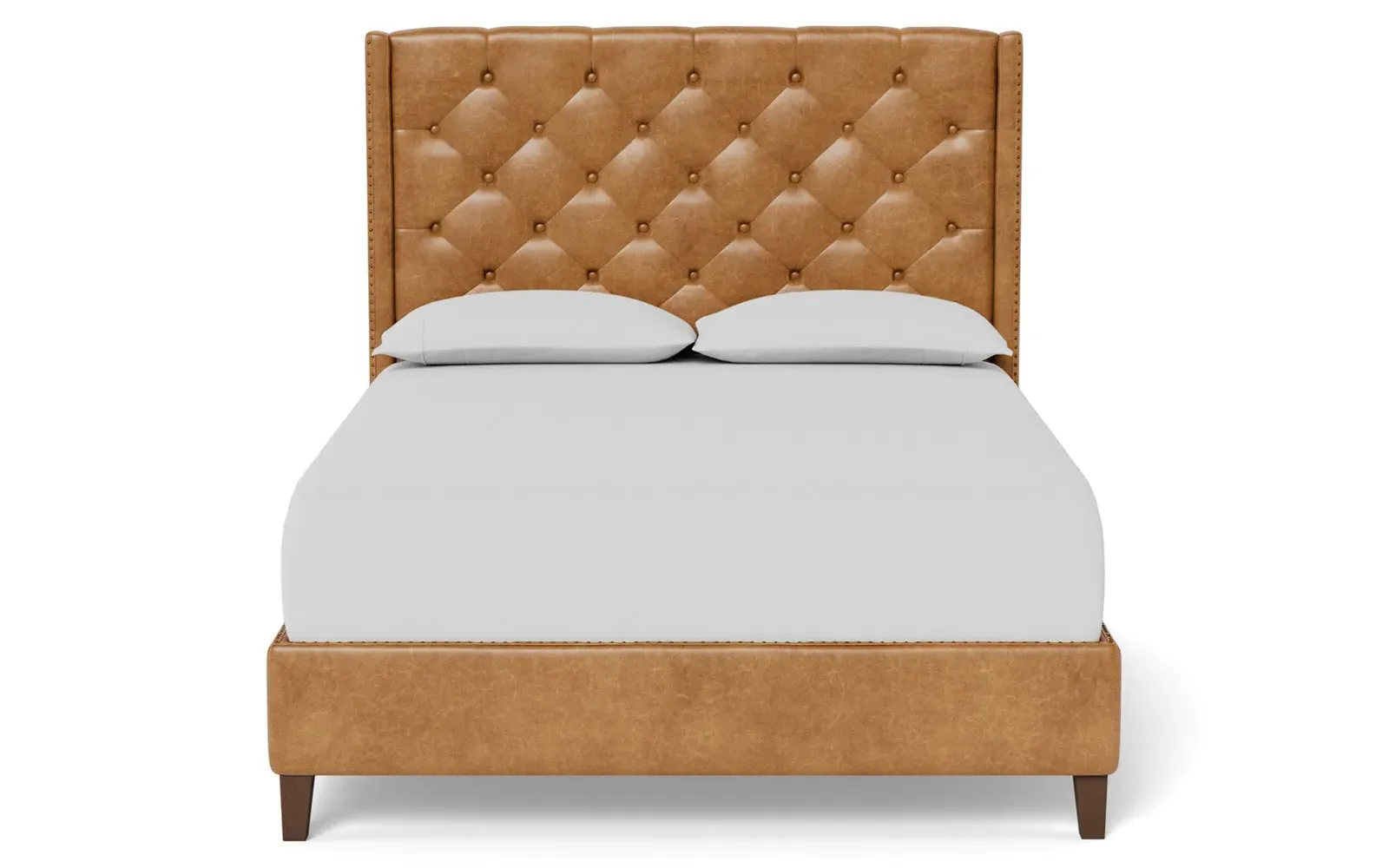 Beckett King Size Bed Frame - Caramel, Leather