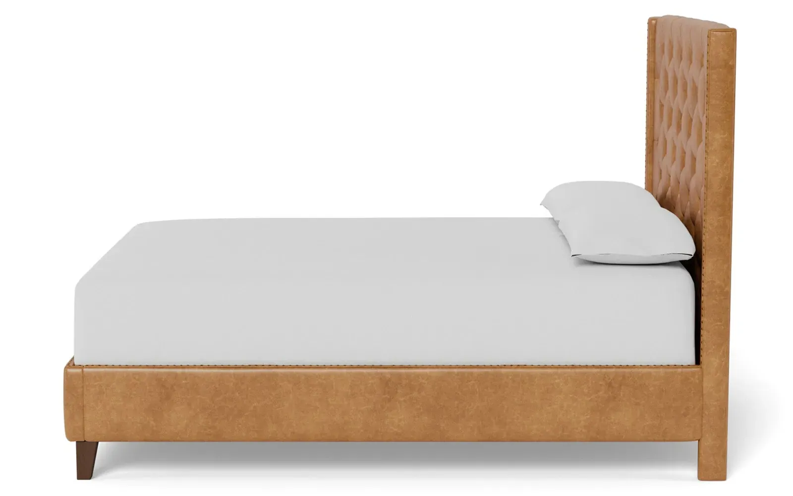 Beckett King Size Bed Frame - Caramel, Leather