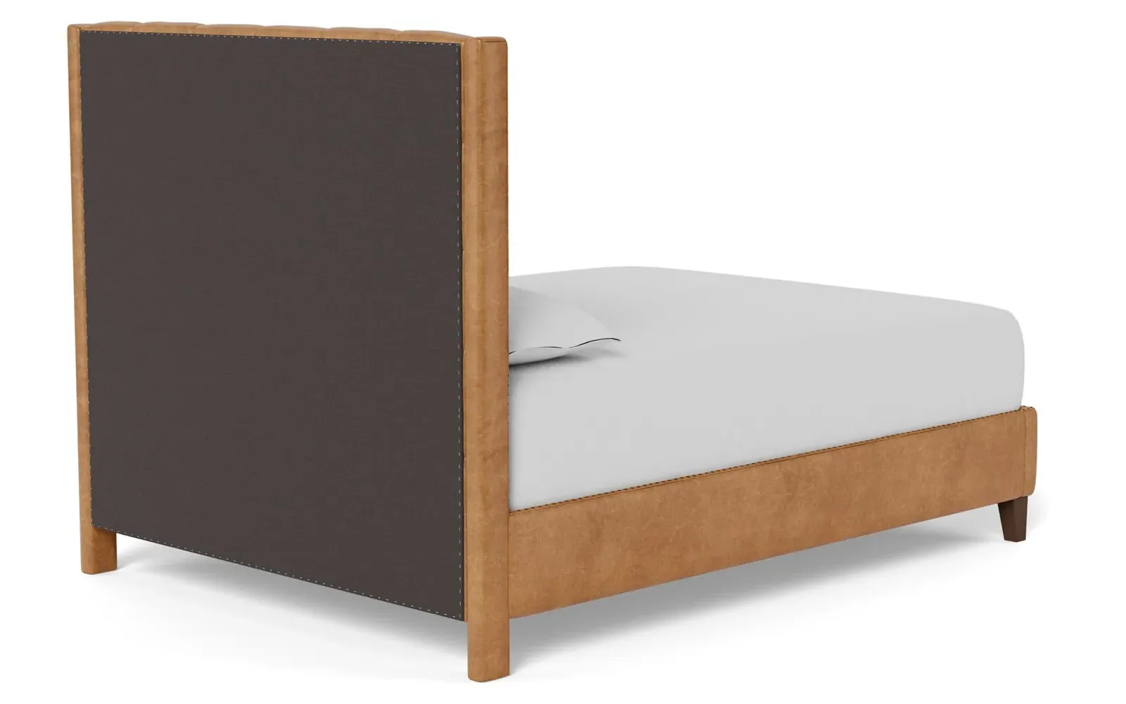 Beckett King Size Bed Frame - Caramel, Leather