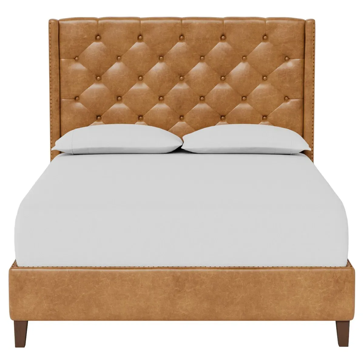 Beckett King Size Bed Frame - Caramel, Leather