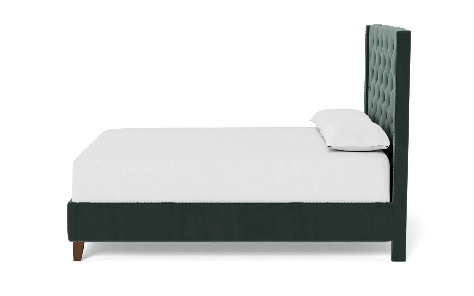 Beckett King Size Bed Frame - Lagoon, Velvet