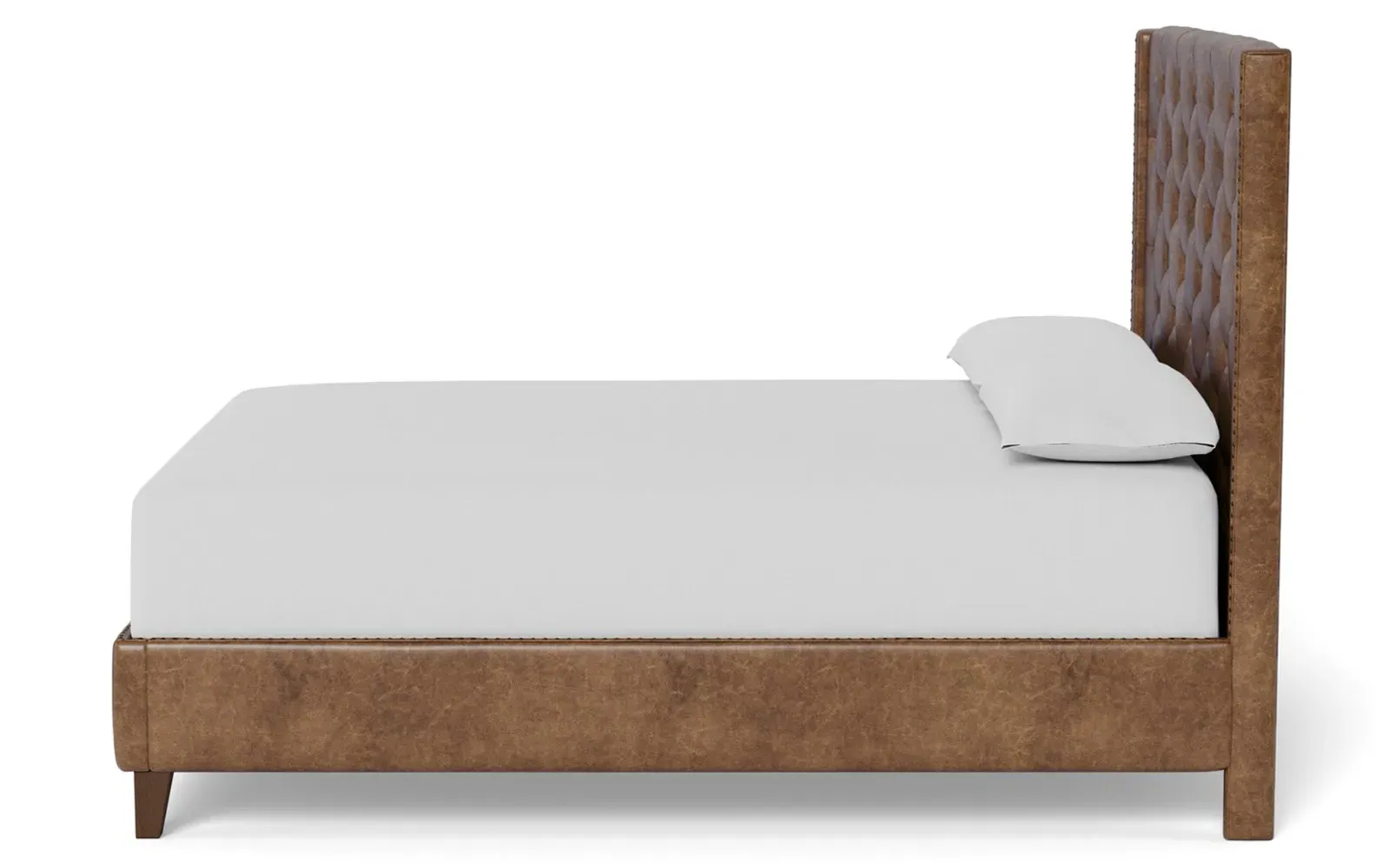 Beckett King Size Bed Frame - Milk Chocolate, Leather