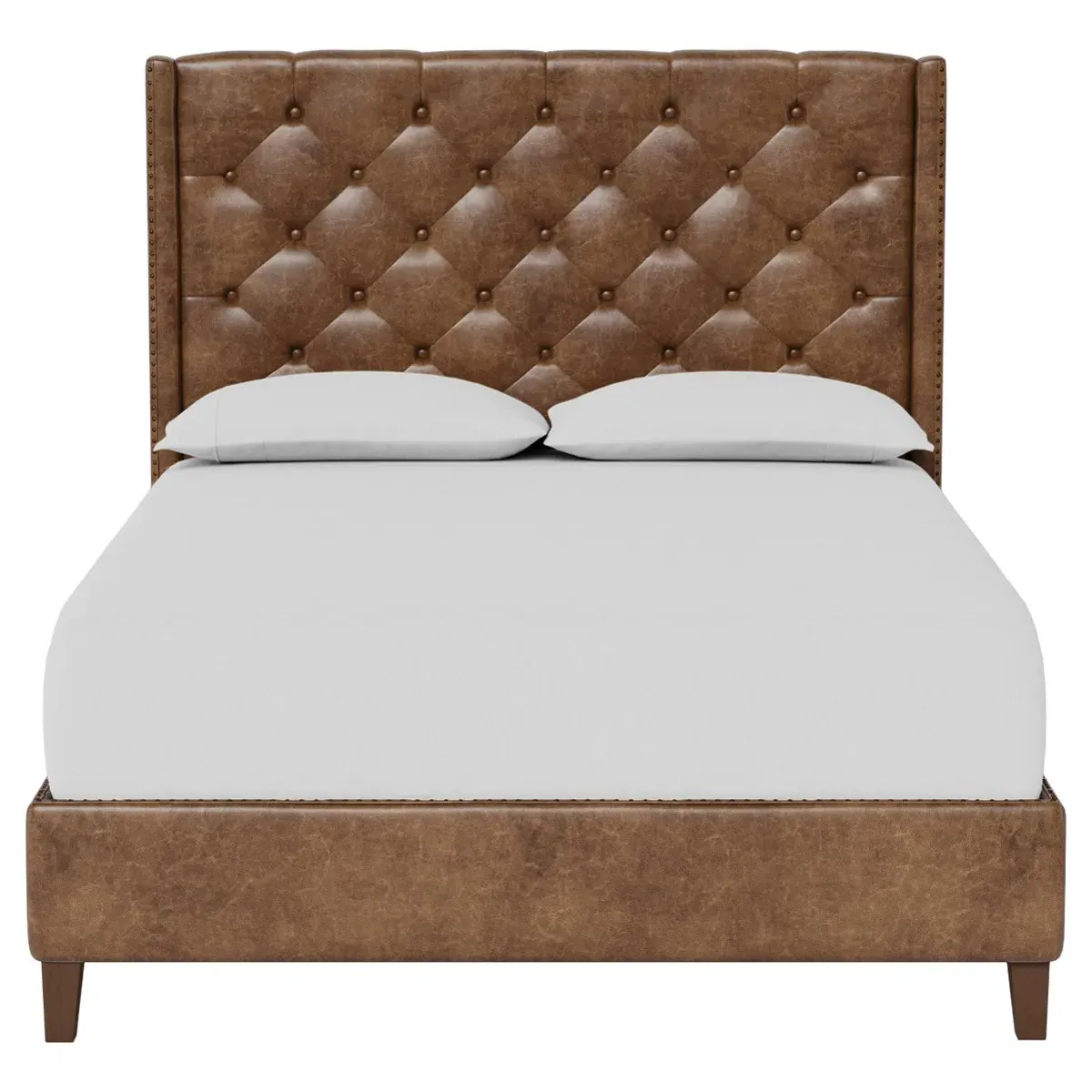 Beckett King Size Bed Frame - Milk Chocolate, Leather