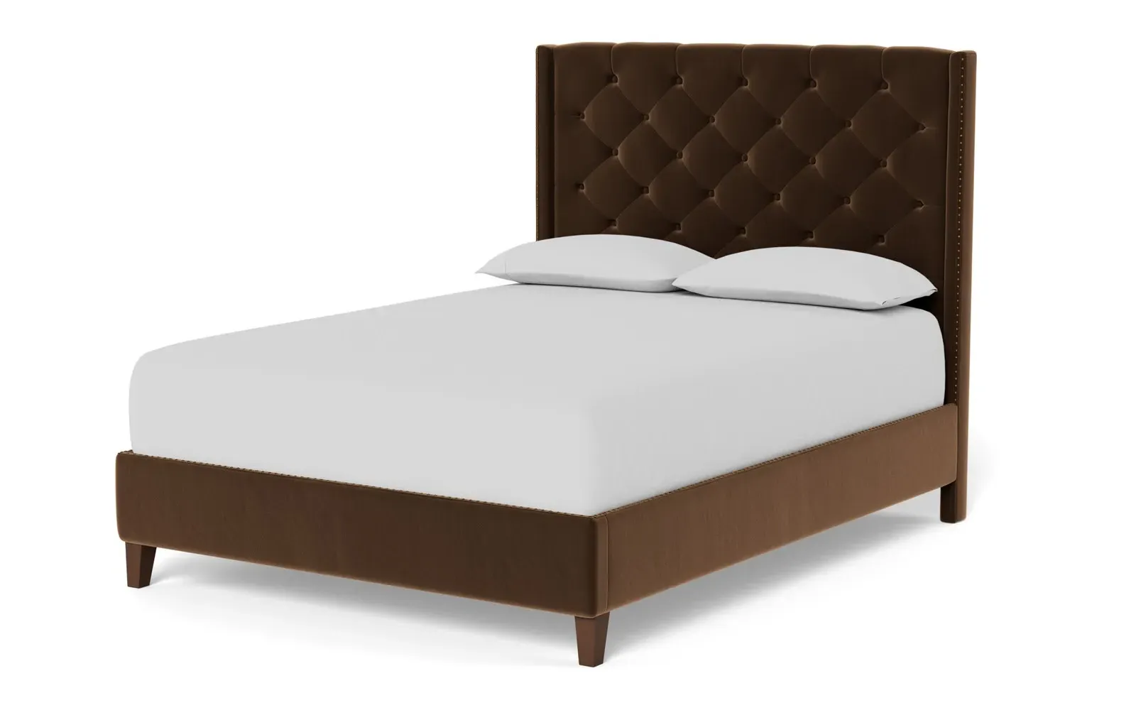 Beckett King Size Bed Frame - Molasses, Velvet