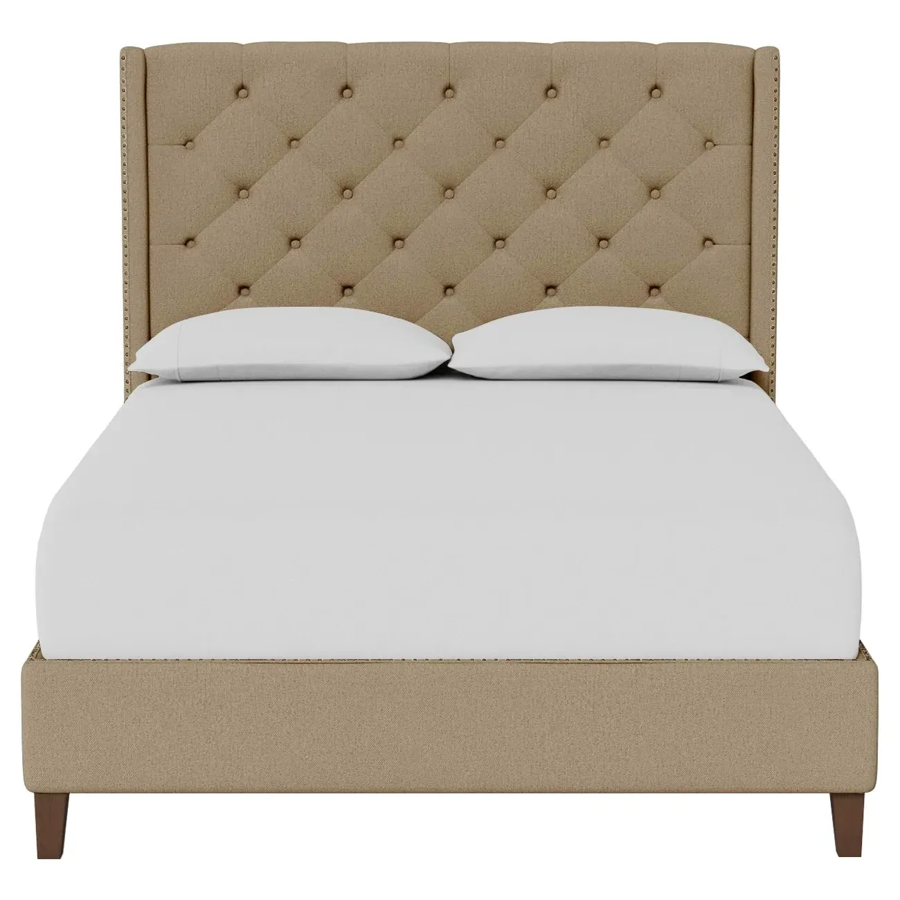 Beckett King Size Bed Frame - Sand Dune, Velvet